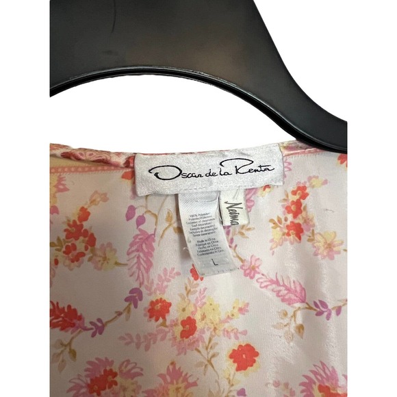 Oscar de la Renta Neiman Marcus Robe Silky Size Large Flowers Paisley Colorful - Picture 5 of 6